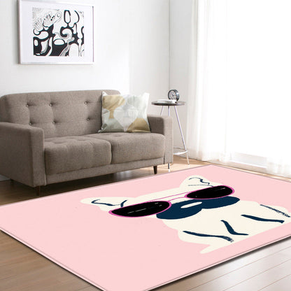 Cool Funky Area Rug Multi-Color Bulldog Print Carpet Machine Washable Stain Resistant Anti-Slip Rug for Home Decoration Pink Clearhalo 'Area Rug' 'Rug' 2183779
