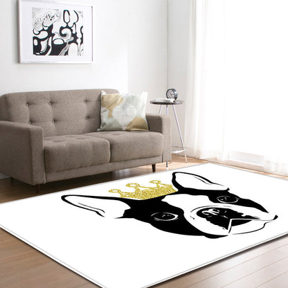 Cool Funky Area Rug Multi-Color Bulldog Print Carpet Machine Washable Stain Resistant Anti-Slip Rug for Home Decoration White Clearhalo 'Area Rug' 'Rug' 2183781