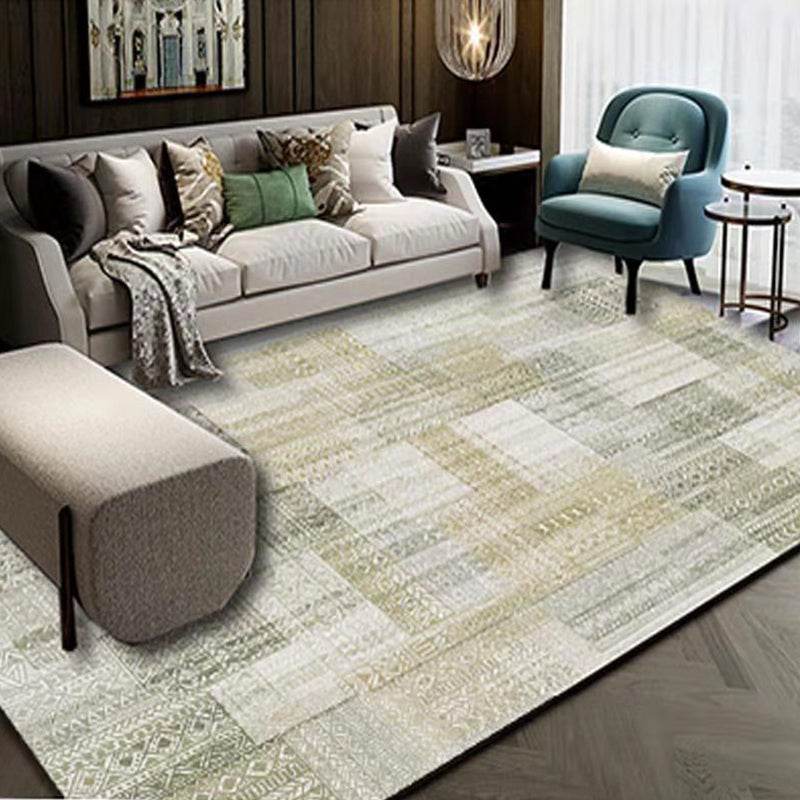 Multicolor 3D Illusion Geometry Rug Polyester Modernist Rug Anti-Slip Pet Friendly Machine Washable Rug for Great Room - Khaki - Clearhalo - 'Area Rug' - 'Rug' - 2183790