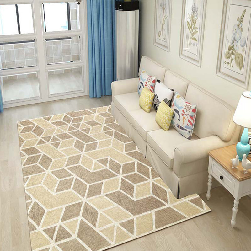 Multicolor 3D Illusion Geometry Rug Polyester Modernist Rug Anti-Slip Pet Friendly Machine Washable Rug for Great Room - Gray-Khaki - Clearhalo - 'Area Rug' - 'Rug' - 2183793