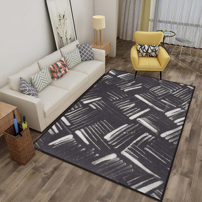 Multicolor 3D Illusion Geometry Rug Polyester Modernist Rug Anti-Slip Pet Friendly Machine Washable Rug for Great Room - Black - Clearhalo - 'Area Rug' - 'Rug' - 2183803