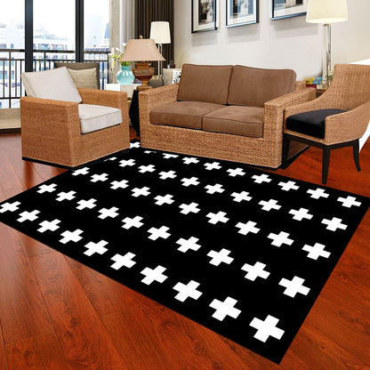 Black and White Novelty Rug Polypropylene Optical Illusions Geometrical Carpet Stain Resistant Pet Friendly Anti-Slip Rug for Home Black-White Design 3 Clearhalo 'Area Rug' 'Rug' 2183809