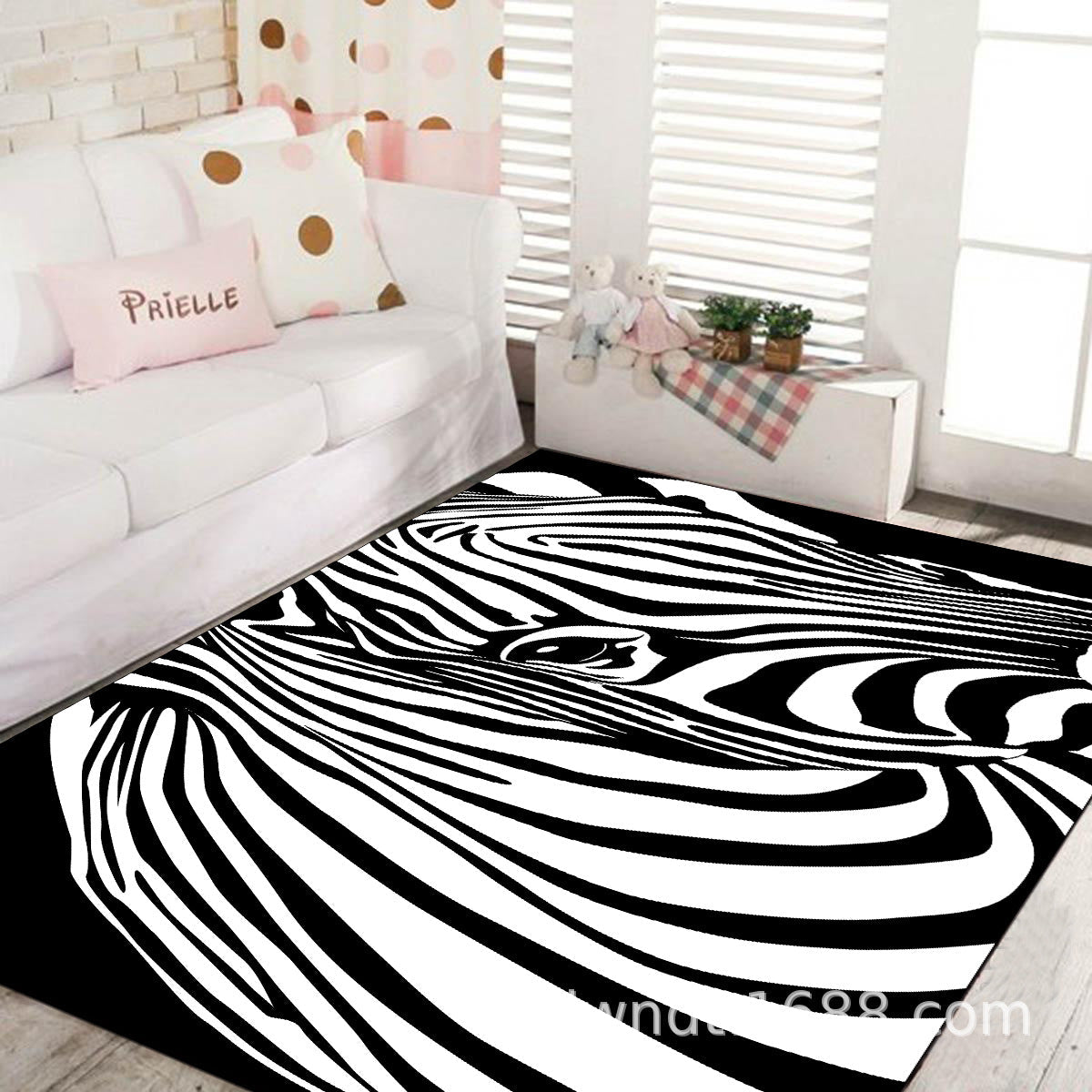 Black and White Novelty Rug Polypropylene Optical Illusions Geometrical Carpet Stain Resistant Pet Friendly Anti-Slip Rug for Home Clearhalo 'Area Rug' 'Rug' 2183810