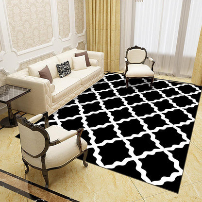 Black and White Novelty Rug Polypropylene Optical Illusions Geometrical Carpet Stain Resistant Pet Friendly Anti-Slip Rug for Home Black-White Design 11 Clearhalo 'Area Rug' 'Rug' 2183817