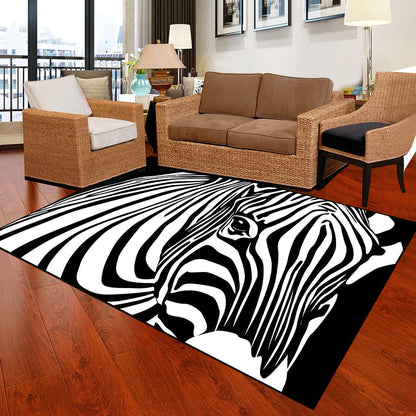Black and White Novelty Rug Polypropylene Optical Illusions Geometrical Carpet Stain Resistant Pet Friendly Anti-Slip Rug for Home Black-White Design 1 Clearhalo 'Area Rug' 'Rug' 2183818