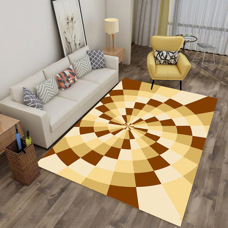 Mesmerizing Multicolor Novelty Rug Synthetics Twisting Checker 3D Illusion Rug Machine Washable Pet Friendly Anti-Slip Rug for Room - Yellow - Clearhalo - 'Area Rug' - 'Rug' - 2183822