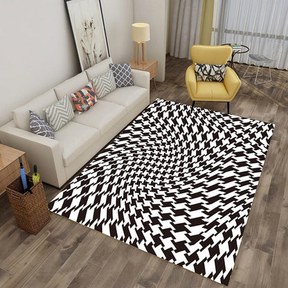 Mesmerizing Multicolor Novelty Rug Synthetics Twisting Checker 3D Illusion Rug Machine Washable Pet Friendly Anti-Slip Rug for Room - Black - Clearhalo - 'Area Rug' - 'Rug' - 2183829
