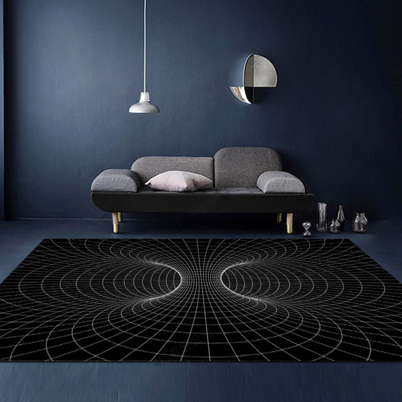 Unusual Visual Deception Rug Black and White Modern Area Rug Polypropylene Pet Friendly Machine Washable Anti-Slip Rug for Home Deco Black-White Design 2 Clearhalo 'Area Rug' 'Rug' 2183833