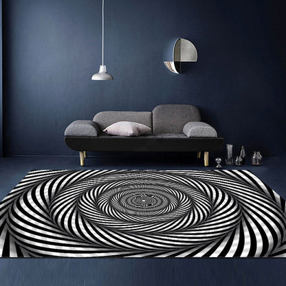 Unusual Visual Deception Rug Black and White Modern Area Rug Polypropylene Pet Friendly Machine Washable Anti-Slip Rug for Home Deco Black-White Design 3 Clearhalo 'Area Rug' 'Rug' 2183834
