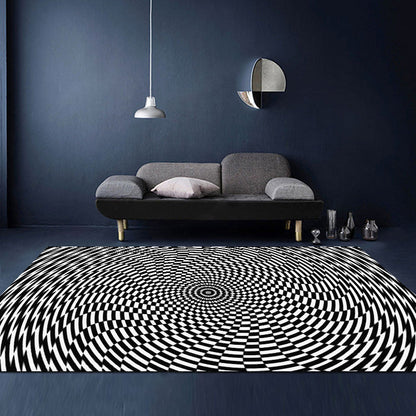 Unusual Visual Deception Rug Black and White Modern Area Rug Polypropylene Pet Friendly Machine Washable Anti-Slip Rug for Home Deco Black-White Design 4 Clearhalo 'Area Rug' 'Rug' 2183835