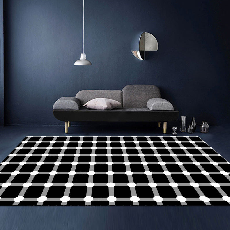 Unusual Visual Deception Rug Black and White Modern Area Rug Polypropylene Pet Friendly Machine Washable Anti-Slip Rug for Home Deco Black-White Design 5 Clearhalo 'Area Rug' 'Rug' 2183838