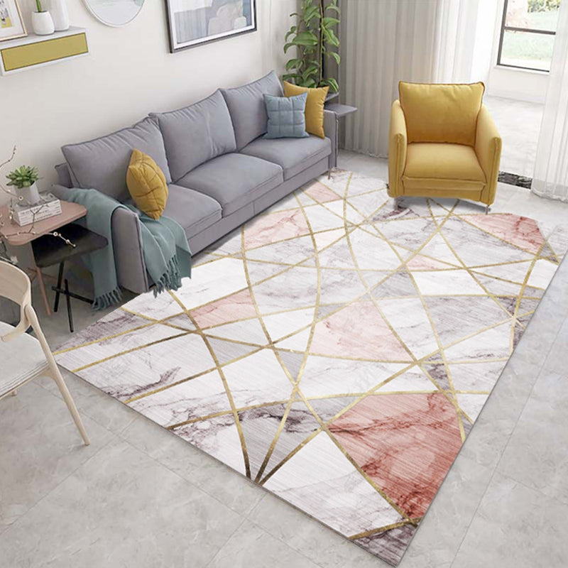 Pretty Nordic Style Rug Multicolor Geometric Color Block Rug Machine Washable Stain Resistant Anti-Slip Rug for Great Room Pink Clearhalo 'Area Rug' 'Modern' 'Rugs' Rug' 2184796