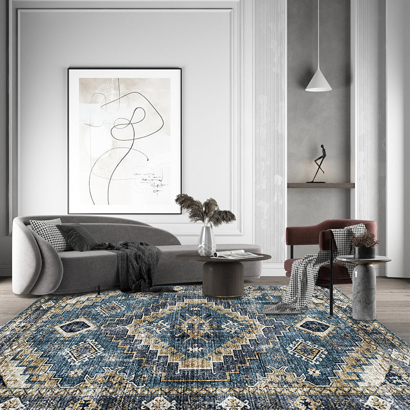 Moroccan Style Print Rug Multicolor Polyester Carpet Anti-Slip Pet Friendly Machine Washable Rug for Family Room Blue Clearhalo 'Area Rug' 'Moroccan' 'Rugs' Rug' 2185516