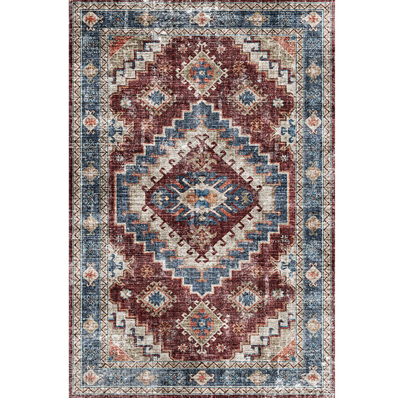 Moroccan Style Print Rug Multicolor Polyester Carpet Anti-Slip Pet Friendly Machine Washable Rug for Family Room Burgundy Clearhalo 'Area Rug' 'Moroccan' 'Rugs' Rug' 2185522