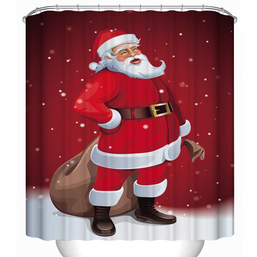 Feblilac Cute Christmas Santa Claus Shower Curtain with Hooks - Feblilac® Mat