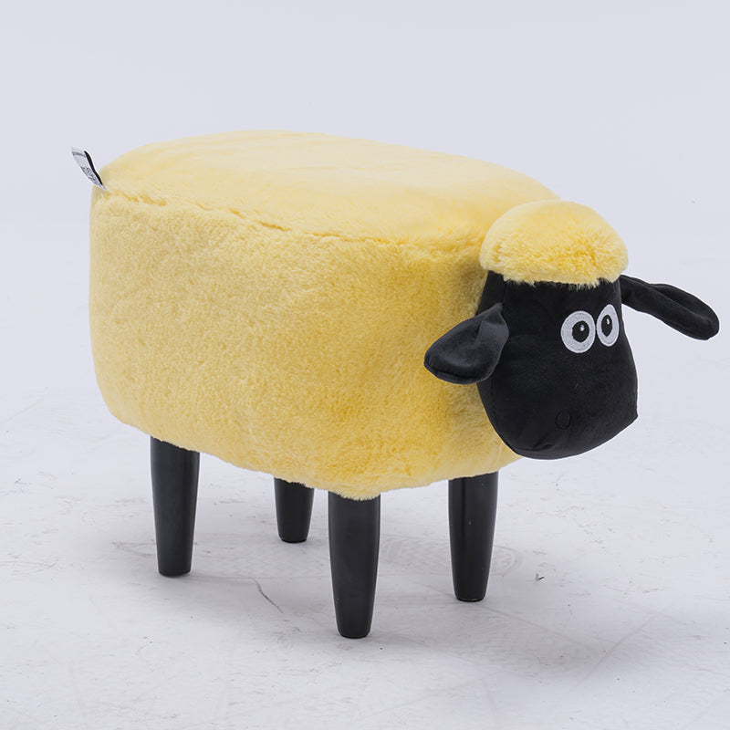 Feblilac Sean Plush Faux Fur Sheep Foot Stool