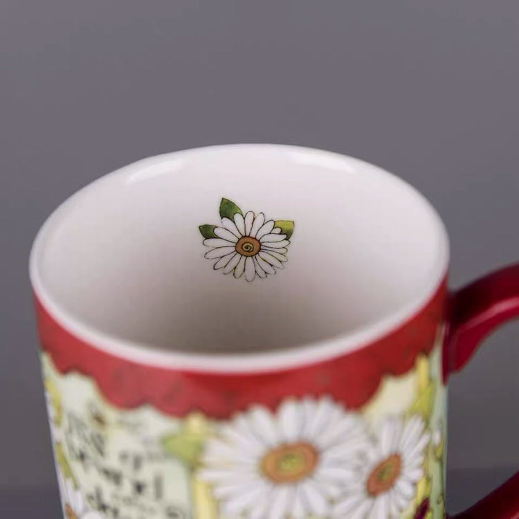 Feblilac Sunflower and Animal Coffee Mug Latte Milk Tea Ceramic Cup Mugs