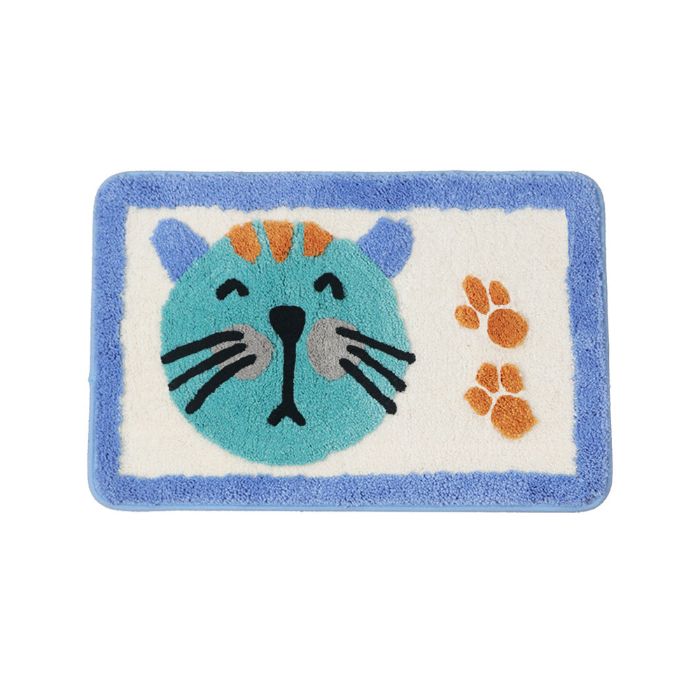 Feblilac Cat and the Footprints Blue Ground Bath Mat - Feblilac® Mat