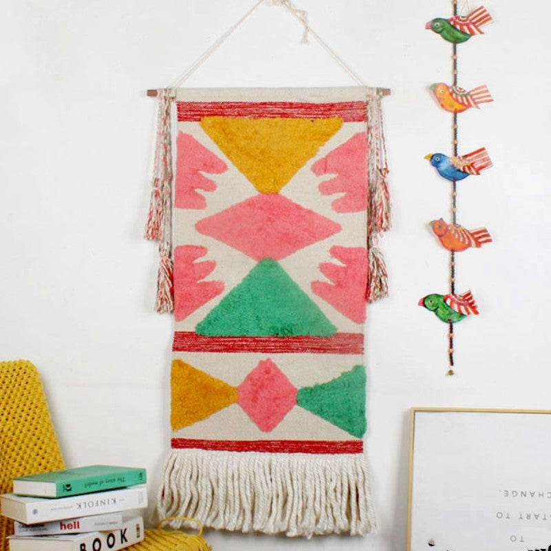 Feblilac Indian Style Tassel Tufted Tapestry