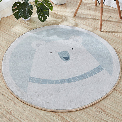 Cute Cartoon Printed Rug Multi-Color Cotton Blend Indoor Rug Non-Slip Backing Easy Care Carpet with Border for Room