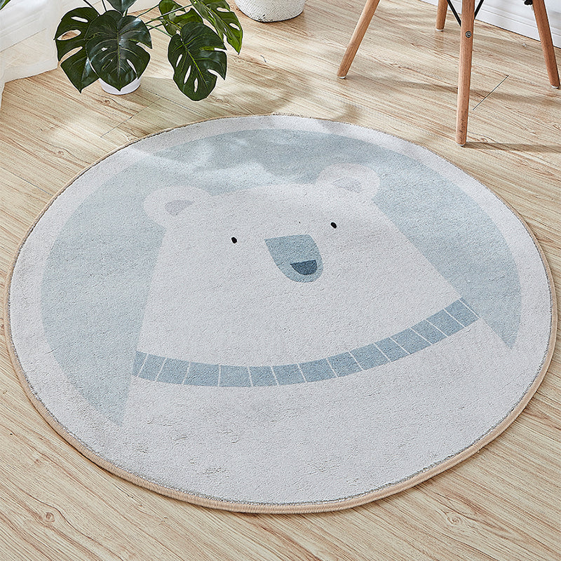 Cute Cartoon Printed Rug Multi-Color Cotton Blend Indoor Rug Non-Slip Backing Easy Care Carpet with Border for - view 3