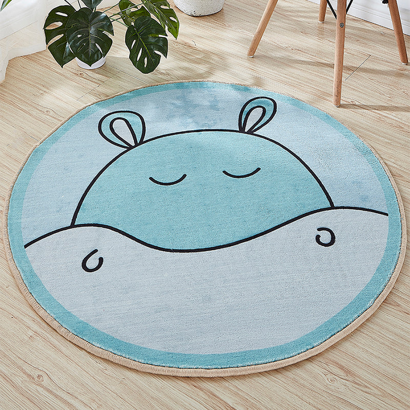Cute Cartoon Printed Rug Multi-Color Cotton Blend Indoor Rug Non-Slip Backing Easy Care Carpet with Border for - view 4