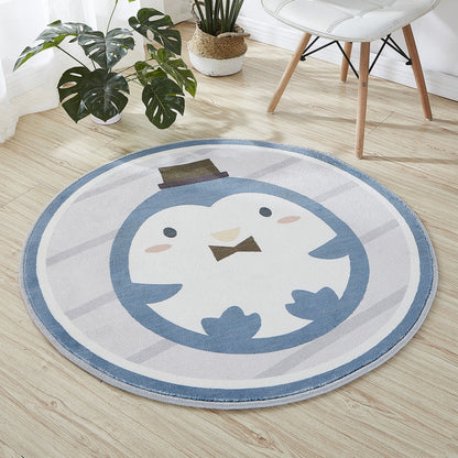 Cute Cartoon Printed Rug Multi-Color Cotton Blend Indoor Rug Non-Slip Backing Easy Care Carpet with Border for Room