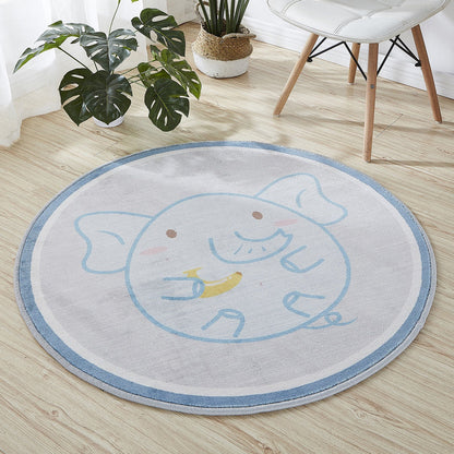 Cute Cartoon Printed Rug Multi-Color Cotton Blend Indoor Rug Non-Slip Backing Easy Care Carpet with Border for Room