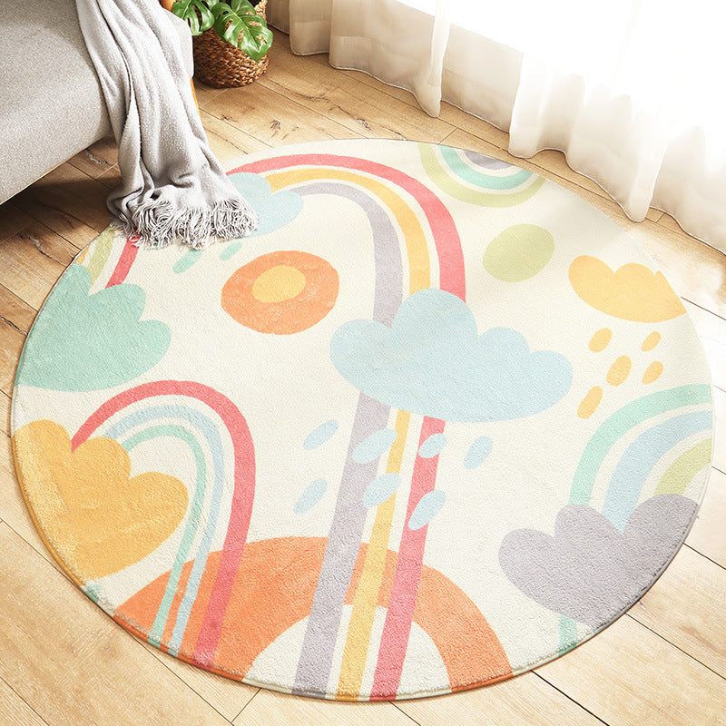 Multi Colored Nursery Rug Novelty Cartoon Animal Pattern Carpet Polyster Non-Slip Backing Machine Washable Rug - Yellow-Red - Clearhalo - 'Area Rug' - 'Rug' - 2207946