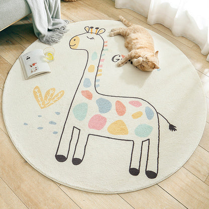 Multi Colored Nursery Rug Novelty Cartoon Animal Pattern Carpet Polyster Non-Slip Backing Machine Washable Rug - Light Beige - Clearhalo - 'Area Rug' - 'Rug' - 2207952