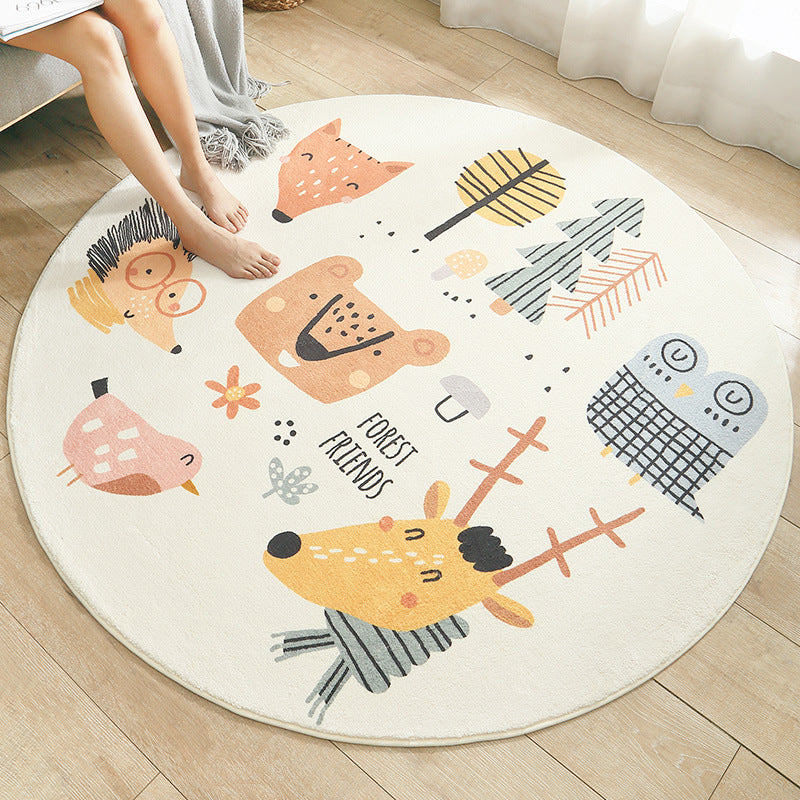 Multi Colored Nursery Rug Novelty Cartoon Animal Pattern Carpet Polyster Non-Slip Backing Machine Washable Rug - Clearhalo - 'Area Rug' - 'Rug' - 2207953