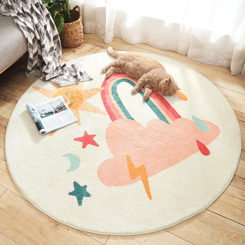 Multi Colored Nursery Rug Novelty Cartoon Animal Pattern Carpet Polyster Non-Slip Backing Machine Washable Rug - Pink - Clearhalo - 'Area Rug' - 'Rug' - 2207957