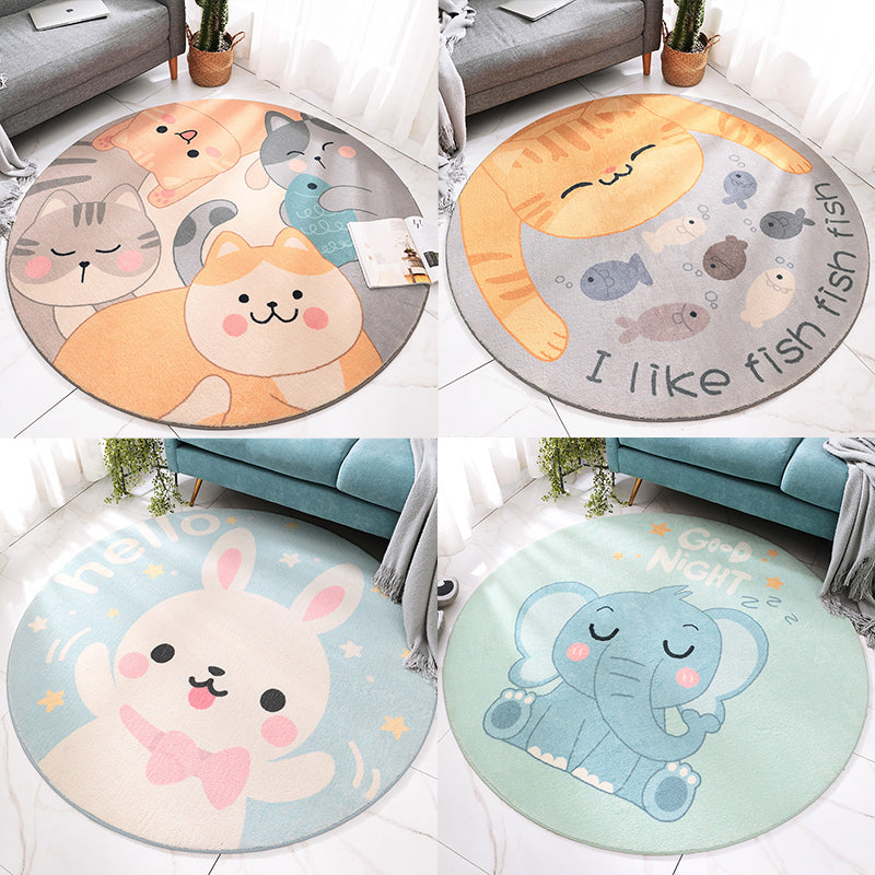 Lovely Cartoon Printed Rug Multi-Colored Lamb Wool Carpet Washable Anti-Slip Area Rug for Childrens Bedroom - Clearhalo - 'Area Rug' - 'Rug' - 2207959