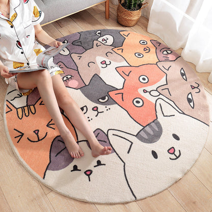 Lovely Cartoon Printed Rug Multi-Colored Lamb Wool Carpet Washable Anti-Slip Area Rug for Childrens Bedroom - White - Clearhalo - 'Area Rug' - 'Rug' - 2207964