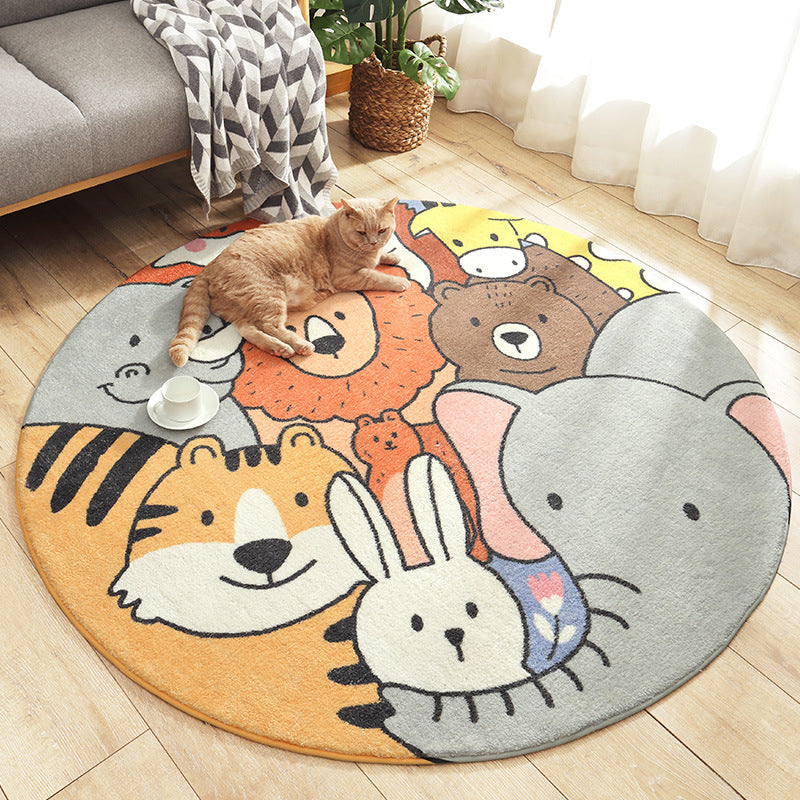 Lovely Cartoon Printed Rug Multi-Colored Lamb Wool Carpet Washable Anti-Slip Area Rug for Childrens Bedroom - Yellow-Red - Clearhalo - 'Area Rug' - 'Rug' - 2207966