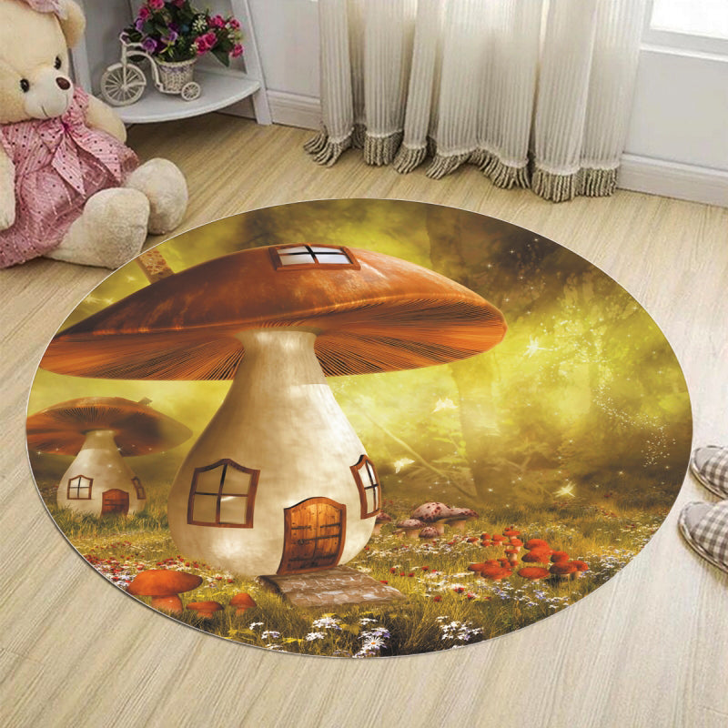 Abstract Bedroom Rug Multi Colored Cartoon Animal Print Indoor Rug Polypropylene Non-Slip Pet Friendly Carpet - Yellow-Brown - Clearhalo - 'Area Rug' - 'Rug' - 2207972