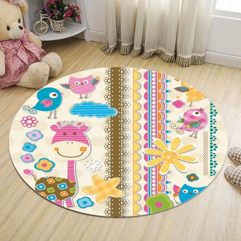 Abstract Bedroom Rug Multi Colored Cartoon Animal Print Indoor Rug Polypropylene Non-Slip Pet Friendly Carpet - Yellow - Clearhalo - 'Area Rug' - 'Rug' - 2207973