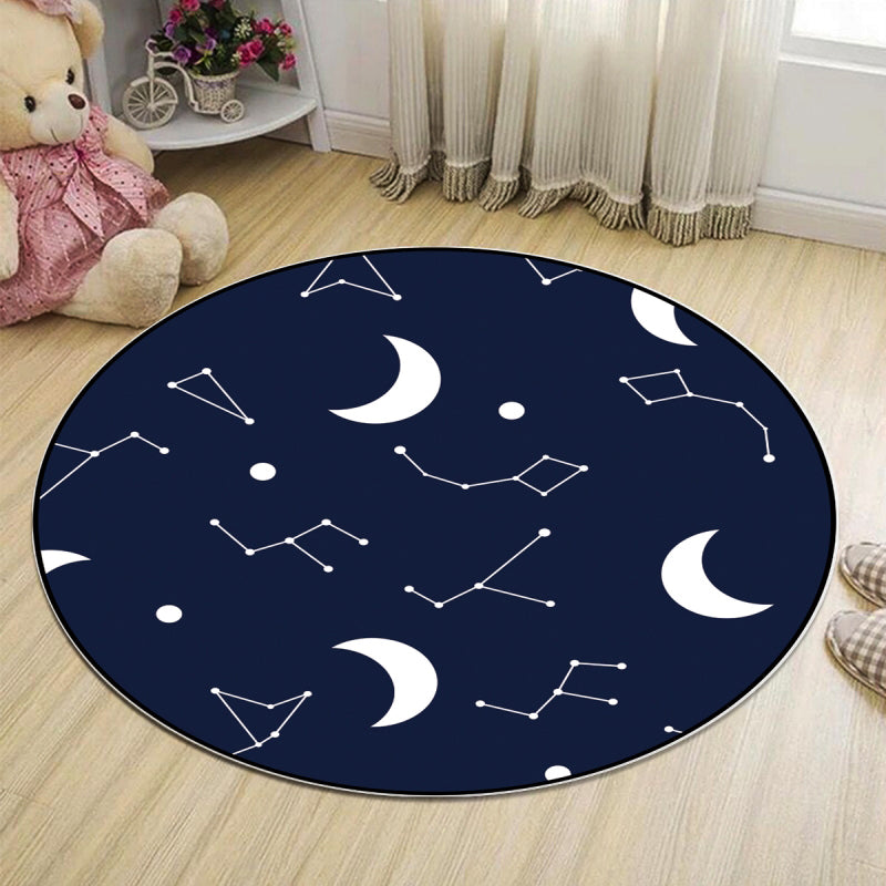Abstract Bedroom Rug Multi Colored Cartoon Animal Print Indoor Rug Polypropylene Non-Slip Pet Friendly Carpet - Navy - Clearhalo - 'Area Rug' - 'Rug' - 2207975