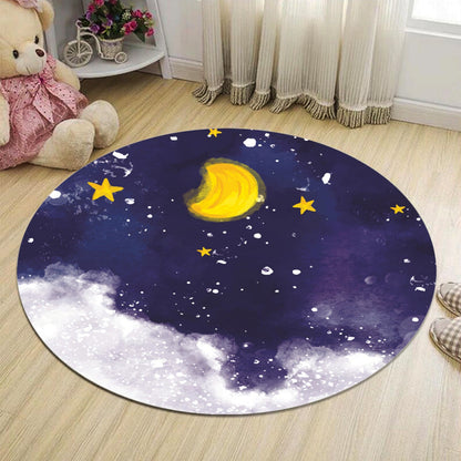 Abstract Bedroom Rug Multi Colored Cartoon Animal Print Indoor Rug Polypropylene Non-Slip Pet Friendly Carpet - Blue-White - Clearhalo - 'Area Rug' - 'Rug' - 2207981