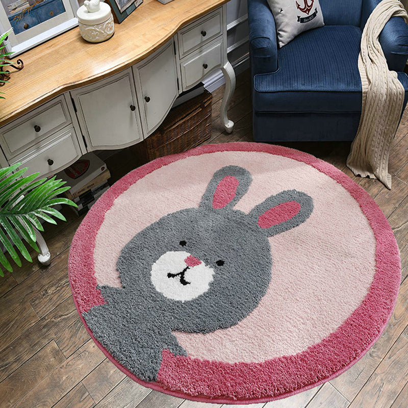 Casual Multi-Color Cute Rug Cotton Blend Cartoon Rabbit Print Carpet Pet Friendly Easy Care Rug for Kids Room - Clearhalo - 'Area Rug' - 'Rug' - 2207982