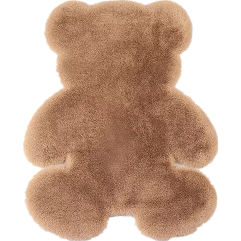 Bear Shape Plain Rug Multi Color Calming Area Carpet Cotton Blend Pet Friendly Machine Washable Rug for Kids Bedroom - Camel - Clearhalo - 'Area Rug' - 'Rug' - 2207995