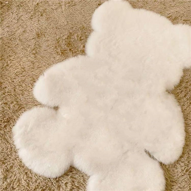 Bear Shape Plain Rug Multi Color Calming Area Carpet Cotton Blend Pet Friendly Machine Washable Rug for Kids Bedroom - Beige - Clearhalo - 'Area Rug' - 'Rug' - 2207997