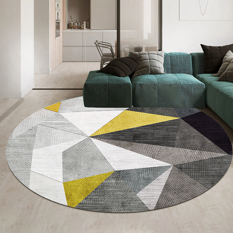 Casual Minimalist Rug Multi-Color Geometric Pattern Carpet Non-Slip Backing Area Rug for Bedroom - Light Gray-Yellow - Clearhalo - 'Area Rug' - 'Rug' - 2209021