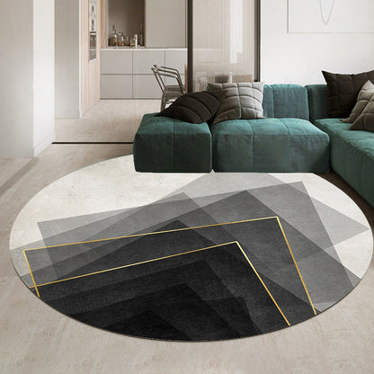 Casual Minimalist Rug Multi-Color Geometric Pattern Carpet Non-Slip Backing Area Rug for Bedroom - Black-White - Clearhalo - 'Area Rug' - 'Rug' - 2209027