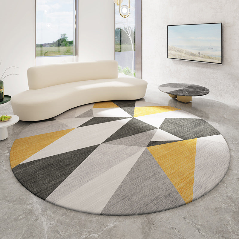 Casual Minimalist Rug Multi-Color Geometric Pattern Carpet Non-Slip Backing Area Rug for Bedroom - Dark Gray-Yellow - Clearhalo - 'Area Rug' - 'Rug' - 2209034