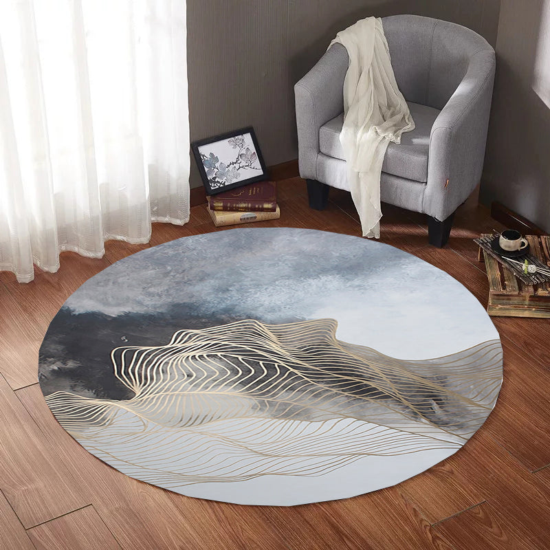 Creative Abstract Printed Rug Multi Colored Synthetics Carpet Non-Slip Backing Stain-Resistant Rug for Bedroom - view 3