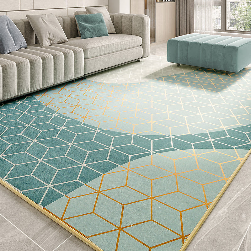 Multi Color Abstract Print Rug Polyster Simplicity Carpet Stain-Resistant Anti-Slip Rug for Living Room - Light Green - Clearhalo - 'Area Rug' - 'Rug' - 2209075