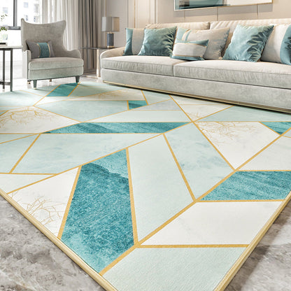 Multi Color Abstract Print Rug Polyster Simplicity Carpet Stain-Resistant Anti-Slip Rug for Living Room - White-Gold - Clearhalo - 'Area Rug' - 'Rug' - 2209092