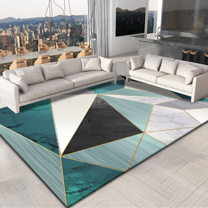 Creative Room Decoration Rug Multi Colored Geo Patterned Area Carpet Cotton Blend Non-Slip Pet Friendly Rug