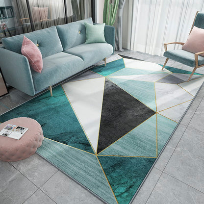 Creative Room Decoration Rug Multi Colored Geo Patterned Area Carpet Cotton Blend Non-Slip Pet Friendly Rug